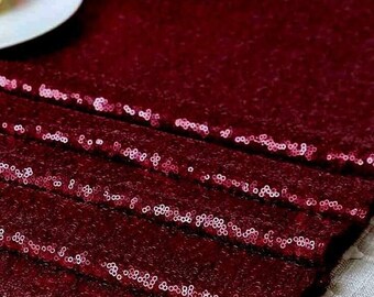 Burgundy Sequin Table Runner, Sparkly Wedding Table Linens, Sparkly Wedding Table Decor, Bridal Shower Decorations, Shiny Wedding Decor