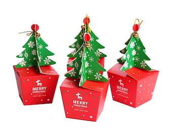 5 x Karton Weihnachtsgeschenkbox, Leckereibox für Kinder, Süßigkeitenbox, Weihnachtsgeschenk, Keks-Bevorzugungsbox, Lolly-Box, Geschenkverpackung, Weihnachtsdekorationen
