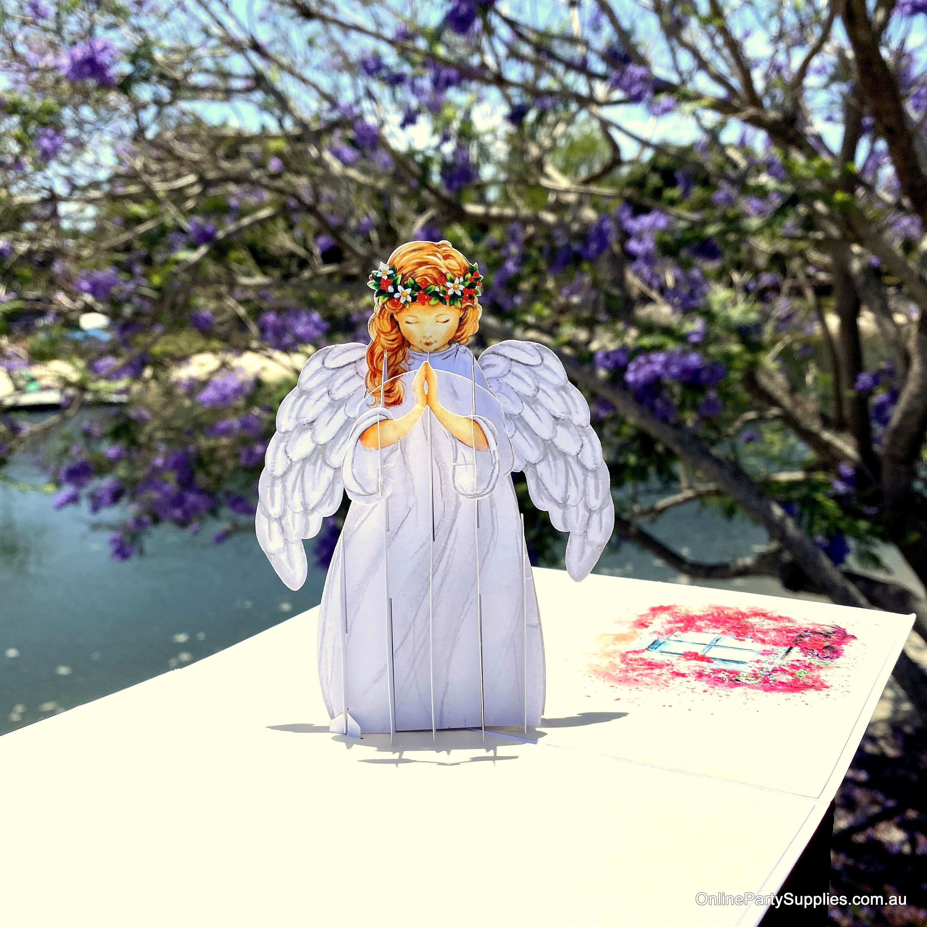 Guardian Angel 3D Pop Up Card - Get Well Soon, Sympathy, Memorial, Christmas Greeting Card, Handmade Design - View #2
