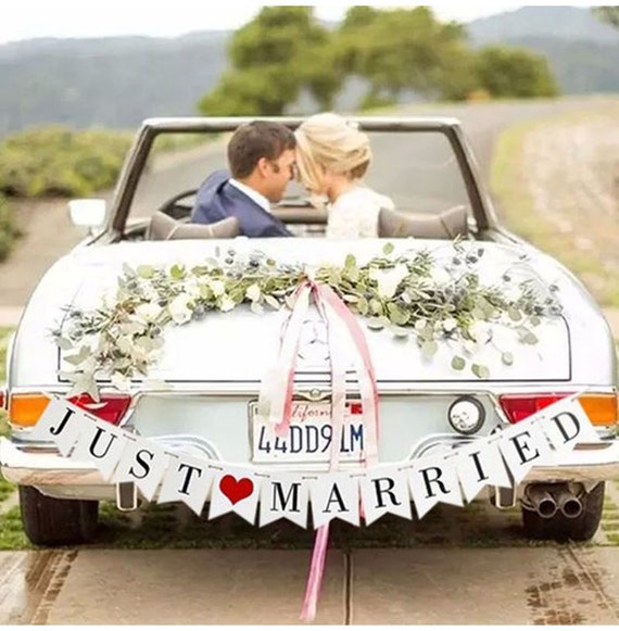 JUST MARRIED Hochzeitsbanner, Hochzeitsfoto Requisite, Getaway Auto Schild, Just  Married Schild, Hochzeitsempfang Dekoration, Brautparty Wimpelkette -  .de