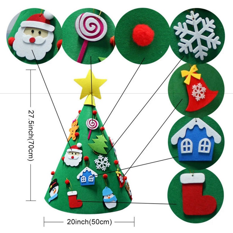 F 18pcs 3D Cone Felt Christmas Tree Kit Xmas Gift Felt Etsy