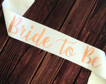 Rose Gold Bride To Be Sash / Bridal Shower Sash / Hen Party Sash / Hens Night / Bachelorette Party / Bridesmaid Gift/ Rose Gold Team Bride