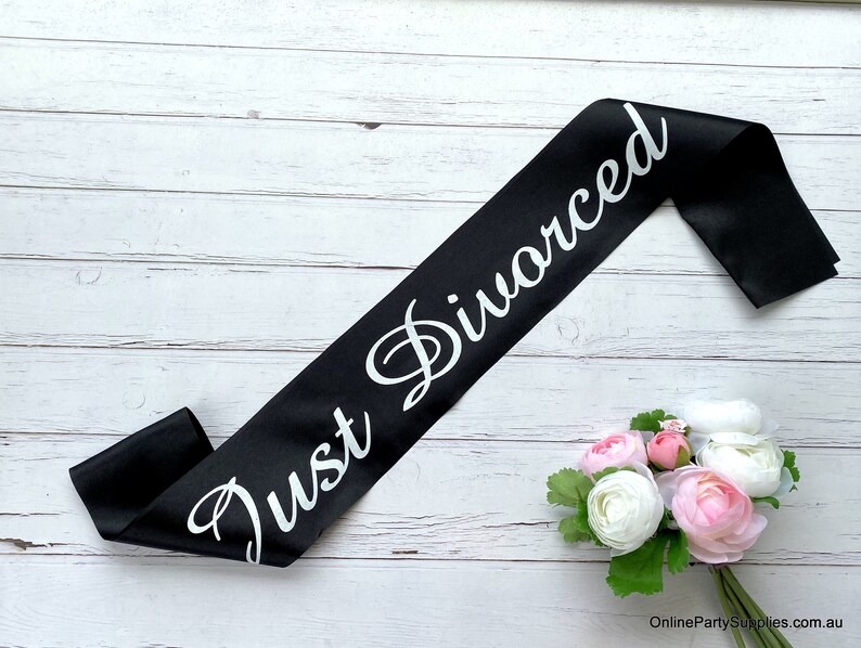 Just Divorced Sash, Black Satin Sash, I'm Done Sash, Divorce Party Gifts, Finally Free, Finally Divorced, Newly Divorced, Untied The Knot image 1