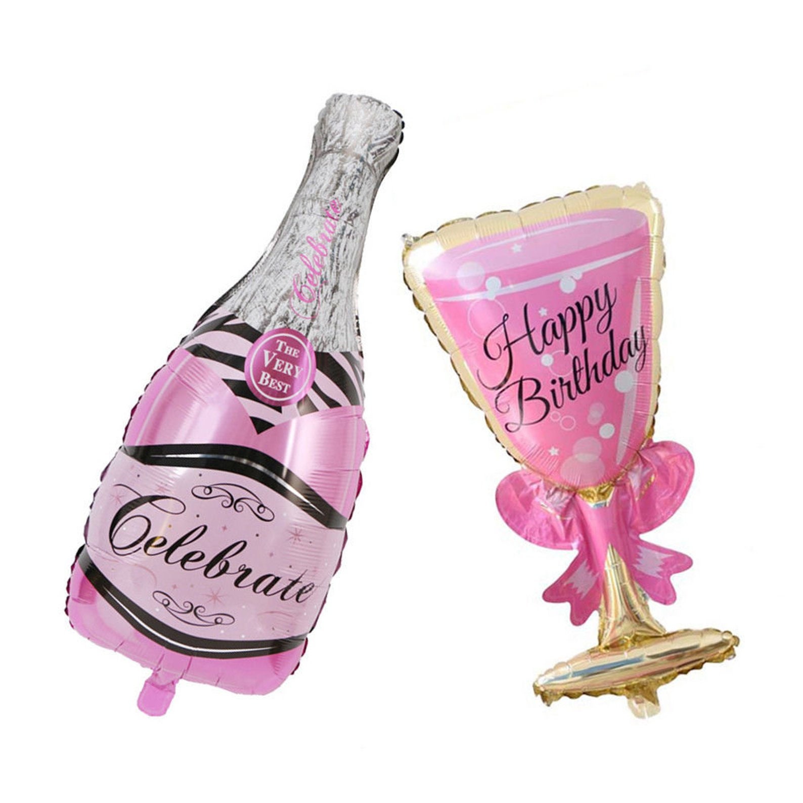 Jumbo 37 Pink Wine Glass Balloon / Happy Birthday Etsy