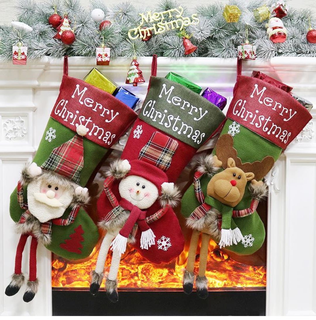  12 Pack Red Felt Christmas Stockings 15 inches Xmas Santa  Stockings Fireplace Hanging Stocking for Family Holiday Xmas Party  Decorations : Home & Kitchen