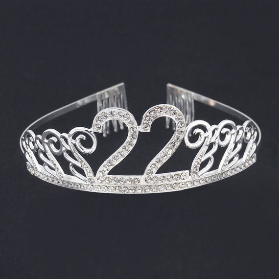 Silver Rhinestone 22birthday Tiara Happy 22nd Headband Princess