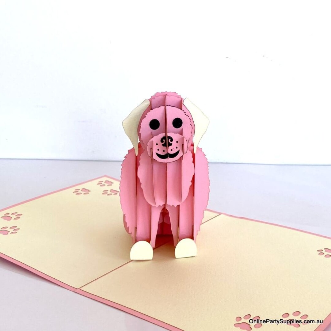 Pink Puppy Dog Card Pop up Birthday Card 3D Special Gift - Etsy