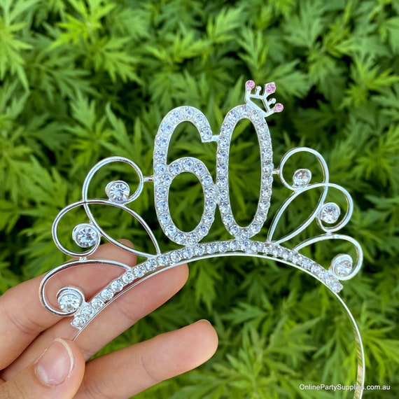 Silver Rhinestone 60 Birthday Tiara Happy 60th Headband Princess