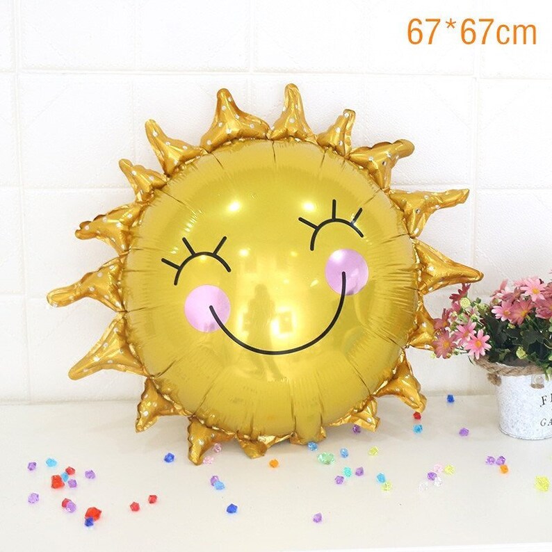 Large 29 Sunshine Balloon / Happy Sun Balloon / Smiling Sun Balloon Rainbow and Sunshine Party Decor / Baby Shower Decor/ Birthday Balloons image 1