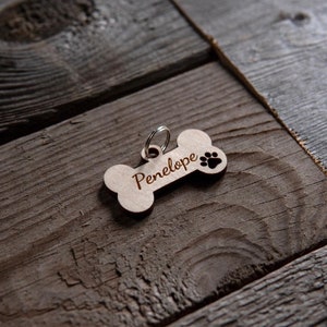 Placa de identificación de perro de madera personalizada Llavero Collar para perros para mascotas y animales