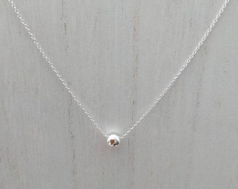 Sterling Silver Floating Bead Necklace, Dainty Fidget Necklace, Reiki infused jewelry
