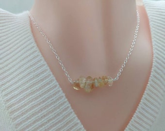 Solar Plexus Chakra Crystal Necklace,  Reiki infused Citrine Necklace, Dainty Sterling Silver Jewelry