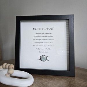 Money Chant, Abundance Manifestation Crystal Wall Art, Reiki Infused Obsidian Stone, Witch Spell Gift