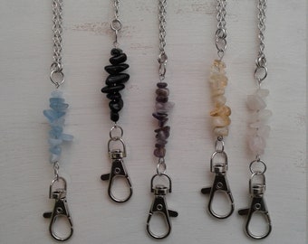 Crystal Lanyard, Reiki Infused Office Badge Holder, Gemstone ID Holder, Office gift