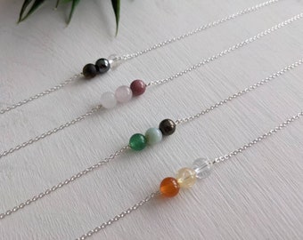 Intention Necklaces in 925 Silver, Positive Affirmations Crystal Jewelry Powered by Reiki, Meditation Yoga Crystal Necklace