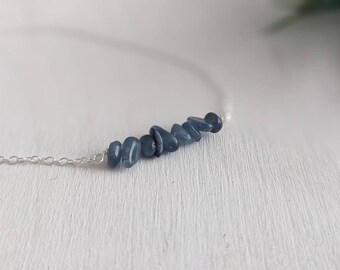 Kyanite Necklace, Genuine Stone, Dainty Minimalistic Style, 925 Sterling Silver Jewelry