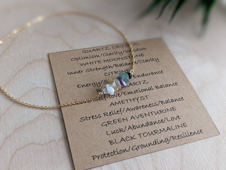 Custom Gemstone Necklace in 14k Gold Filled, Personalized Crystal Reiki Jewelry, Pick from 23 Stones image 2