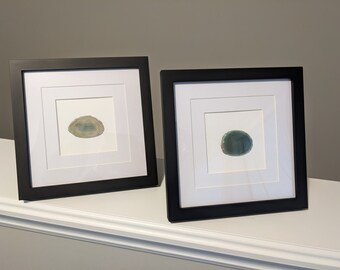 Green Agate Crystal Home Decor Set, Framed Stone Specimen Art Infused with Reiki, 9"x9" Frame, Handmade in Canada