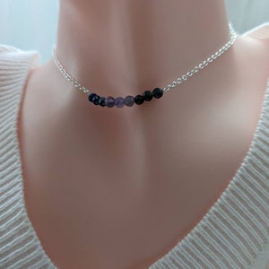925 Silver Zodiac Crystal Necklace Infused with Reiki, Handmade in Canada, Natural 3mm faceted Gemstones, Minimalist Jewelry for her image 4