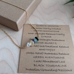 Custom Gemstone Necklace in 14k Gold Filled, Personalized Crystal Reiki Jewelry, Pick from 23 Stones image 9