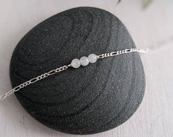 Moonstone 925 Sterling Silver Bracelet, Genuine Crystal Jewelry, Unique Gift