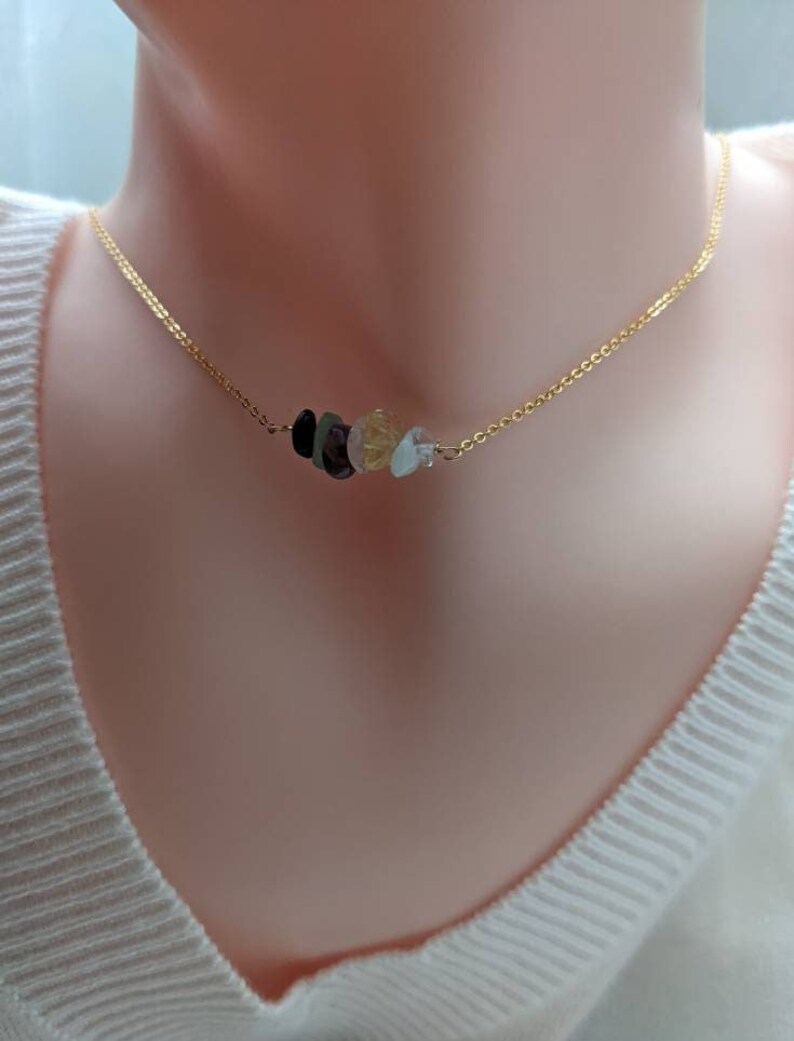 Custom Gemstone Necklace in 14k Gold Filled, Personalized Crystal Reiki Jewelry, Pick from 23 Stones image 3