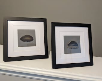 Crystal Home Decor Set, Framed Stone Specimen Art, Genuine Agate Crystal Slice Infused with Reiki, 9"x9" Frame, Handmade in Canada