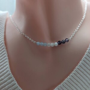 925 Silver Zodiac Crystal Necklace Infused with Reiki, Handmade in Canada, Natural 3mm faceted Gemstones, Minimalist Jewelry for her image 8