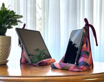 Phone & Tablet stand. Gadget pillow.  Quilted Pillow phone stand. Phone stand. Cellphone holder.  IPad holder.
