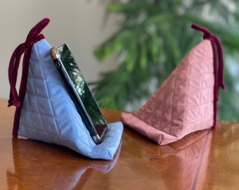 Phone & Tablet pillow. Cellphone holder. Quilted Pillow phone stand. IPad holder. Gadget pillow.