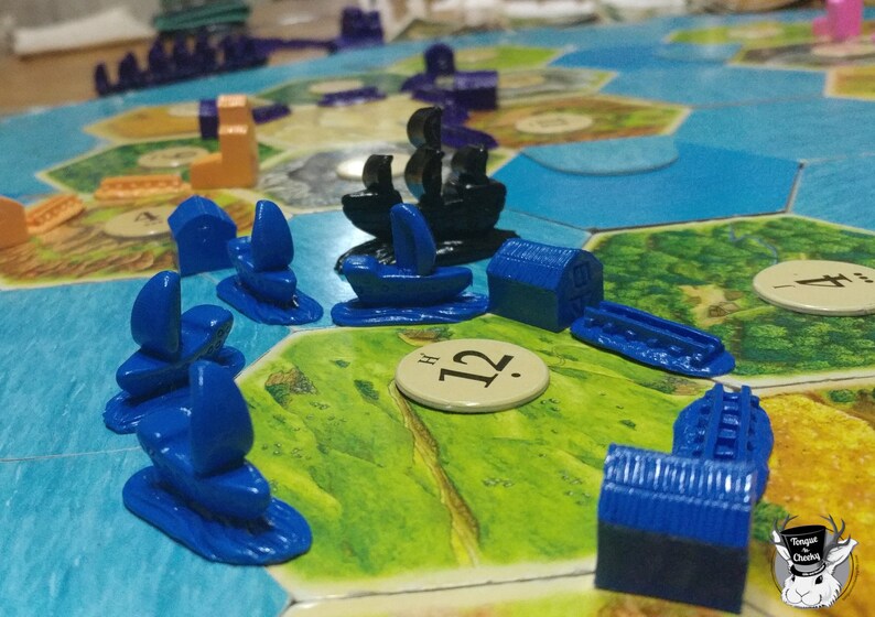 Pirate Ship Robber Settlement City Barn Grain Elevator Settlers of Catan Custom Board Game Pieces Farming Theme Gift for Farming Gamer
