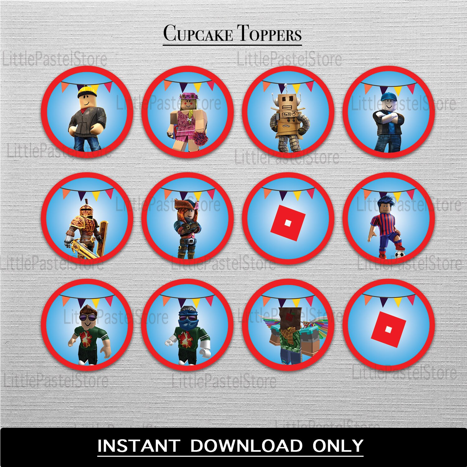 roblox cupcake toppers cupcake toppers instant download etsy