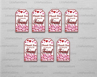 Valentine's Day Tags, Valentine's Day Thank You for Being My Friend Tag, Friendship Tags, Kids Valentine's Day, INSTANT DOWNLOAD