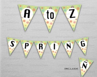 Flowers Party theme banner, Spring Party Banner, Spring Birthday Party Supplies, INSTANT DOWNLOAD