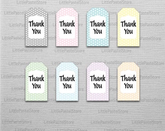 Polka Dot Thank You Tags, Dotted Thank You Tags, Thank You Labels, Polka Dot Party Favors, Polka Dot Birthday Party, Polkadot decorations