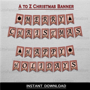 Merry Christmas Banner, Happy Holidays Banner, Holidays, INSTANT DOWNLOAD