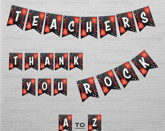 Rock Star Theme Banner, Teachers Rock Banner, Teachers Appreciation week, Thank You Teachers Banner, Rock Star Birthday Party,