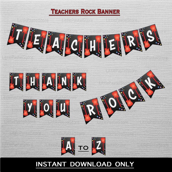 Rock Star Theme Banner, Teachers Rock Banner, Teachers Appreciation week, Thank You Teachers Banner, Rock Star Birthday Party,