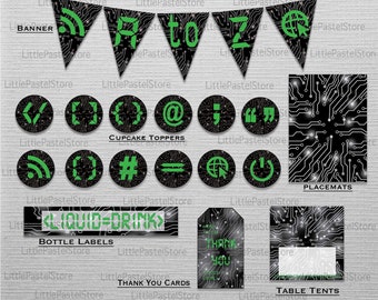 Computer Theme Party Package, Coding Theme Party Package, Programmer Theme party Package, Geek Party Package, INSTANT DOWNLOAD