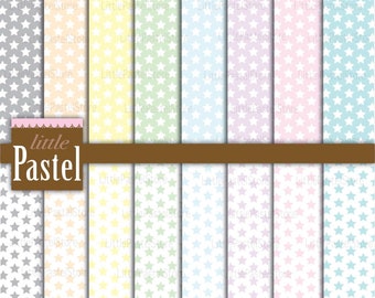 Pastel Stars Printable sheets,12"x12" Pastel Color Stars Digital Paper, Stars background pattern, scrapbook digital paper, INSTANT DOWNLOAD.