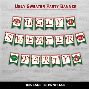 Ugly Sweater Banner, Ugly Sweater Party, INSTANT DOWNLOAD, Christmas Party