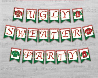 Ugly Sweater Banner, Ugly Sweater Party, INSTANT DOWNLOAD, Christmas Party