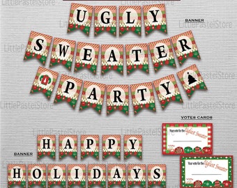 Ugly Sweater Party Package, Ugly Sweater Decorations, Ugly Sweater Party Supplies, Christmas Party, INSTANT DOWNLOAD
