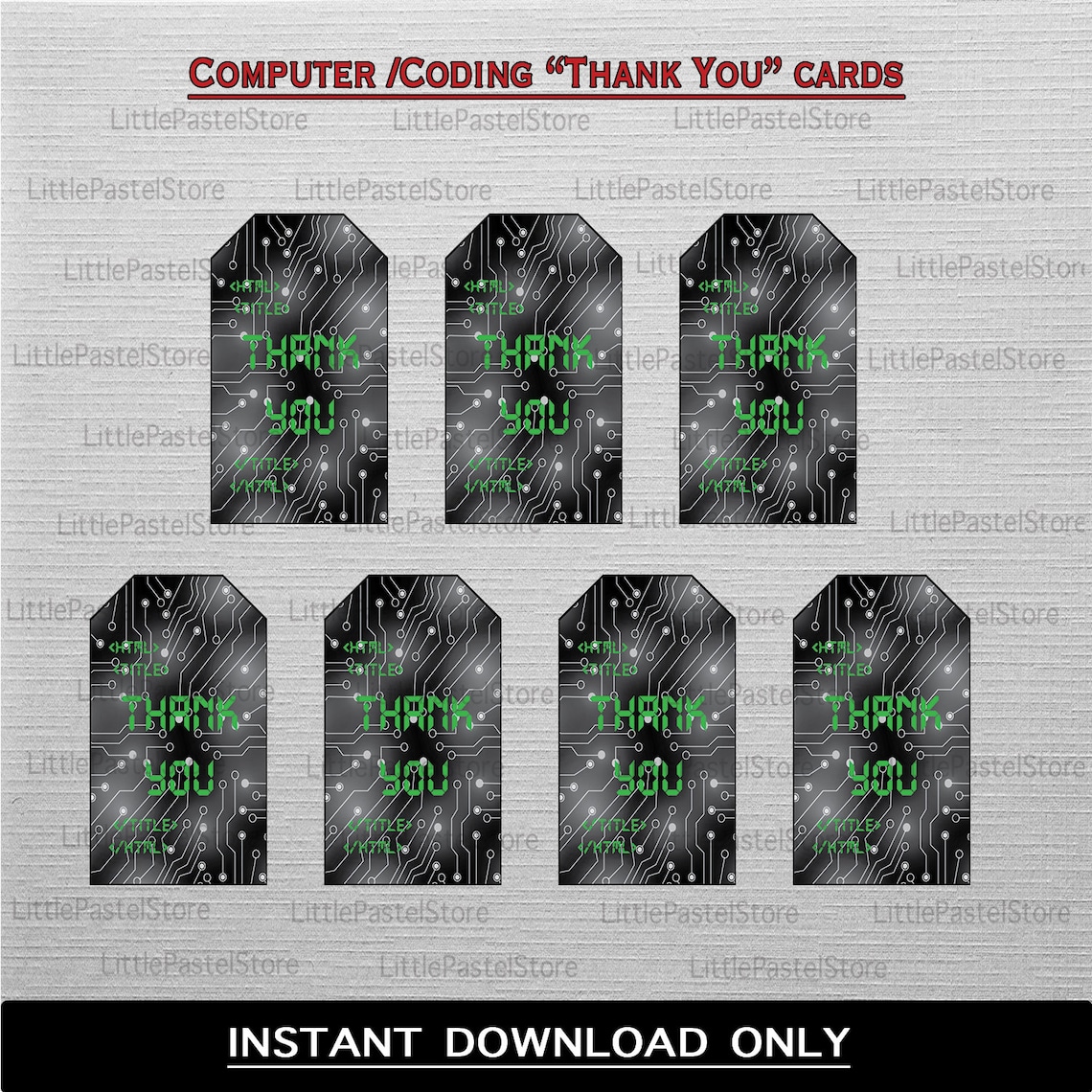 Computer Theme Thank You Card, Coding Theme Party, Programmer Theme ...