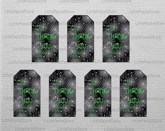 Computer Theme Thank You card, Coding Theme Party, Programmer Theme party, Geek Party, Thank You Cards, INSTANT DOWNLOAD