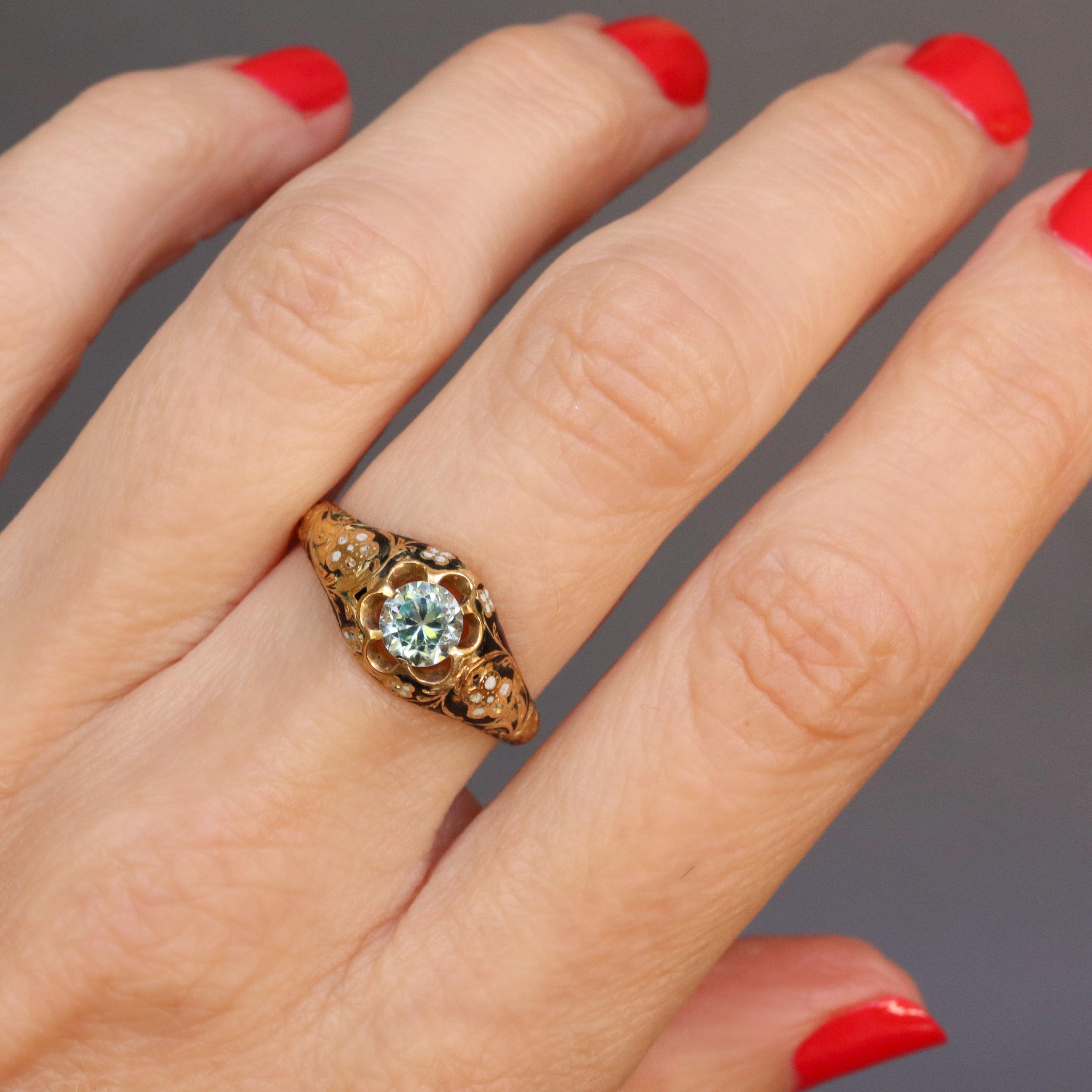 What Nots Rings Antique Victorian Era Enamel Ring With Forget-me-nots and Blue Topaz (0 ...