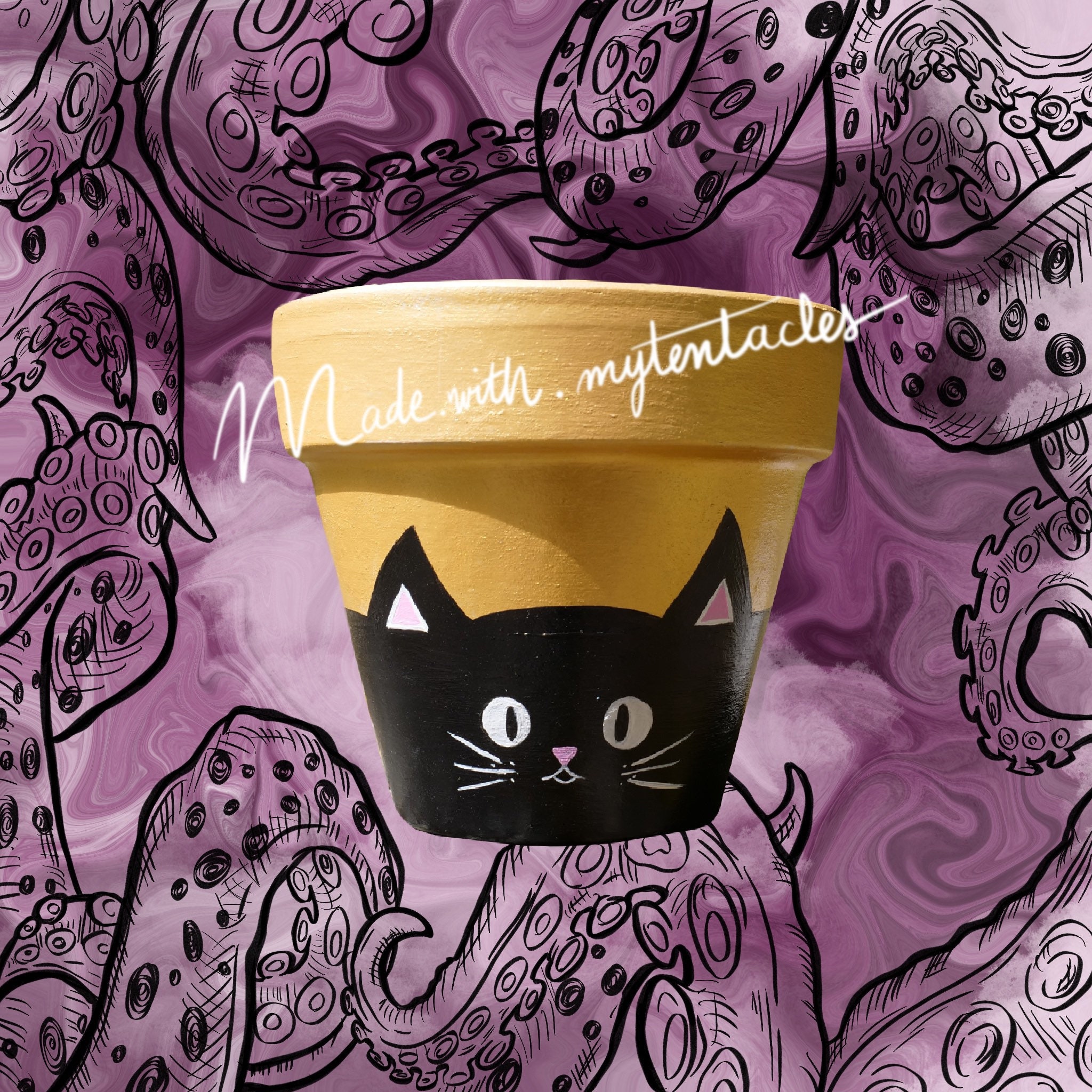 Pot de Fleur Chat Noir