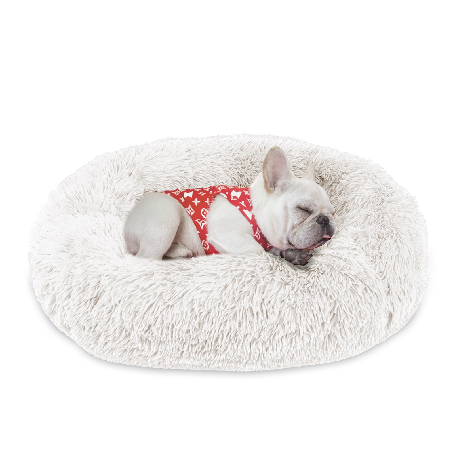 Calming Plush Donut Cuddler Pet Bed Faux Fur Round Pet Bed Etsy