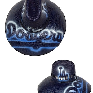 Cappello di paglia aerografo Dodger personalizzato tutto blu