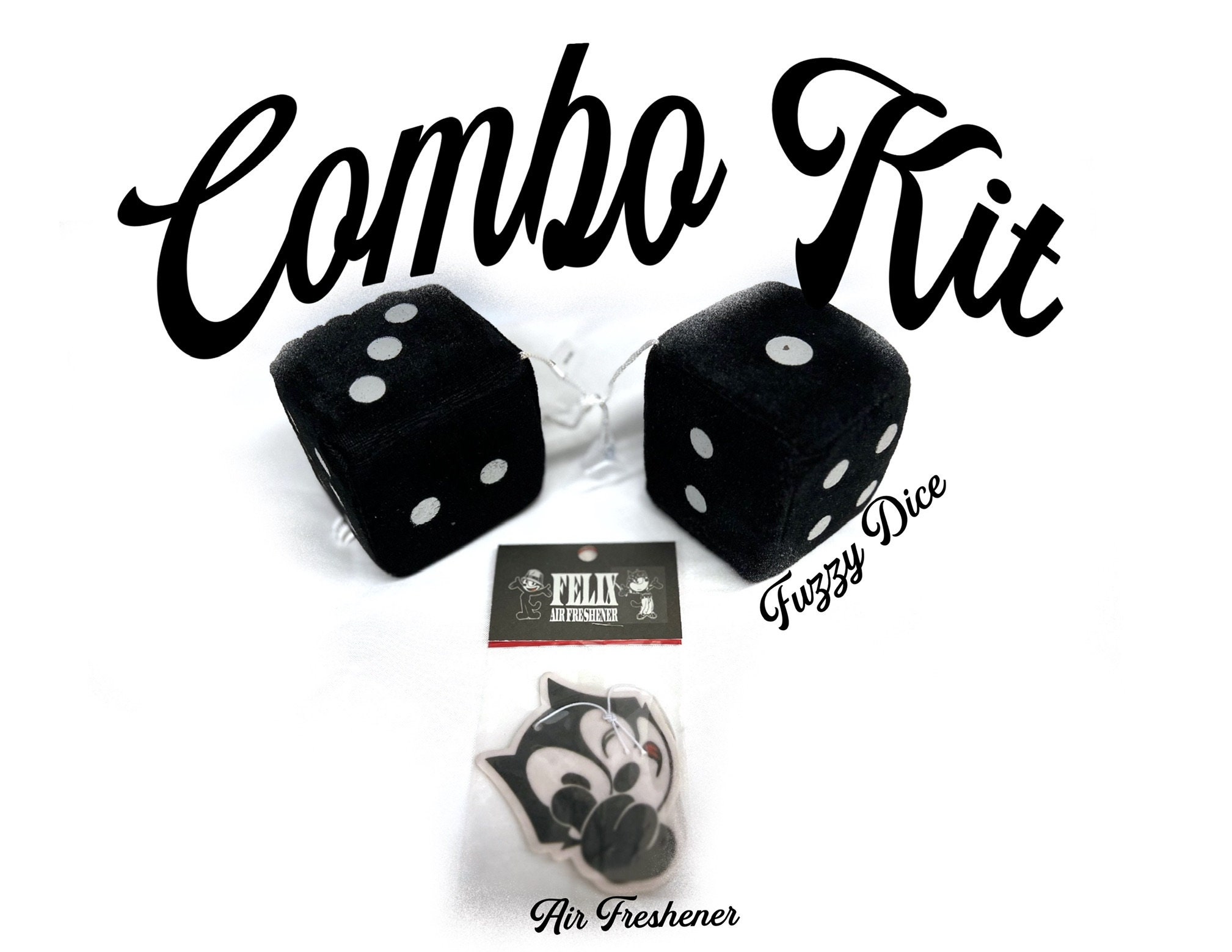 Black, Fuzzy, Dice, and Felix, the Cat Air Freshener Combo Set - Etsy